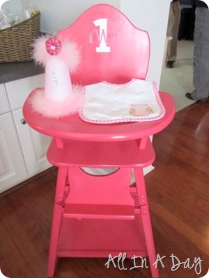 vintage pink first birthday highchair