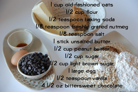 Ingredients for Chunky Peanut Butter and Oatmeal Chocolate Chipsters