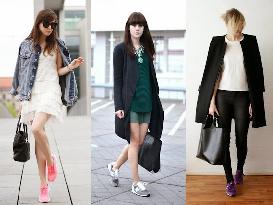 Street Style bloggers and fashion junkies wearing runner sneakers