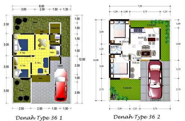 Denah rumah minimalis type 36 terbaru