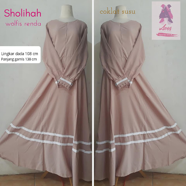 Gamis sholihah wolpeach warna hitam polos