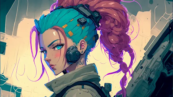 anime cyberpunk female soldier anime art ponytail wallpaper 4k for desktop