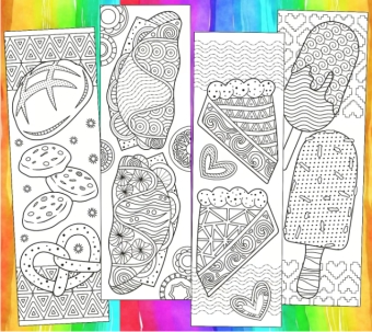 foodstuff coloring bookmarks