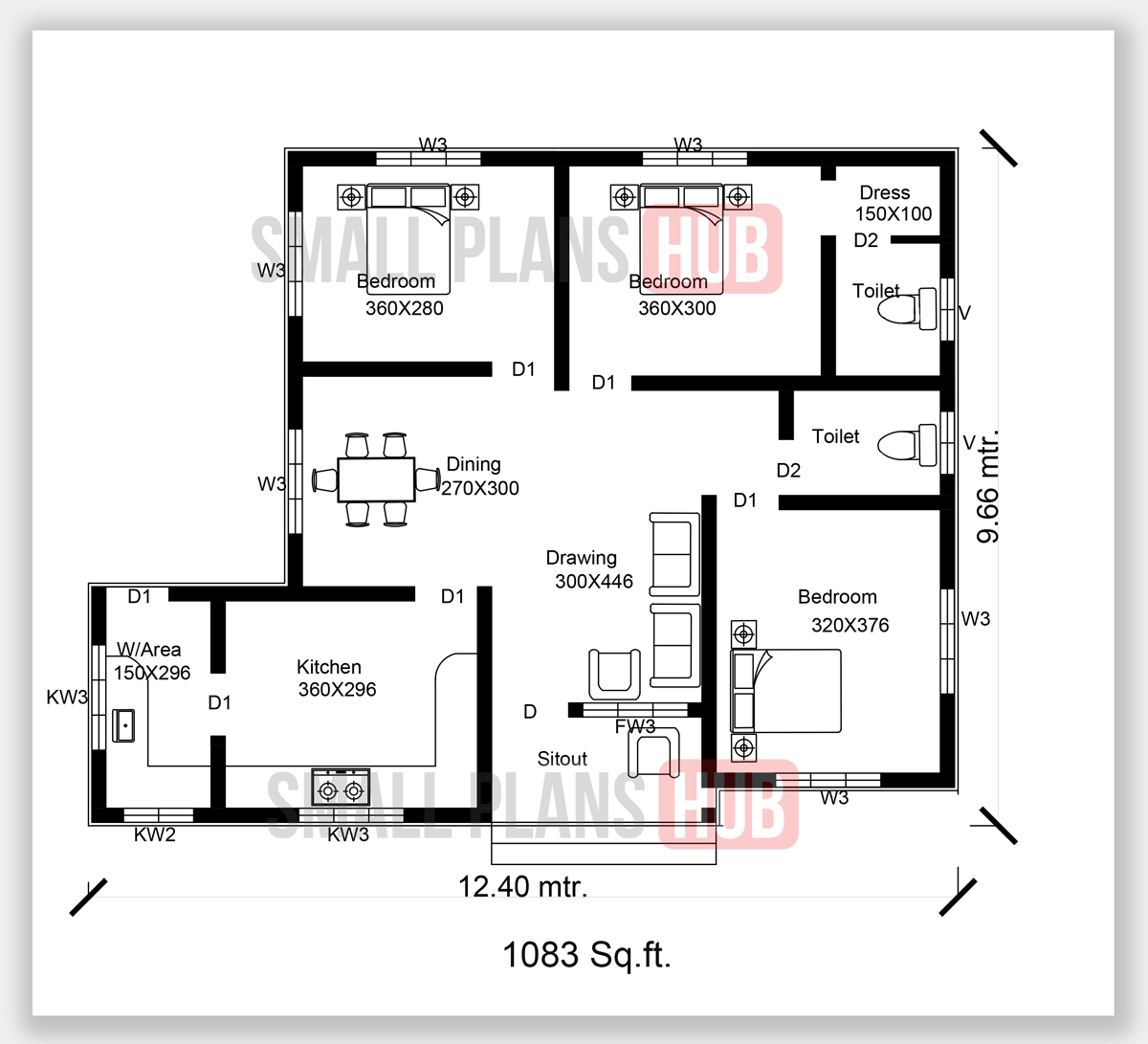 Two Beautiful 3 Bedroom House Plans And Elevation Under 10 Sq Ft 111 Sq M Small Plans Hub