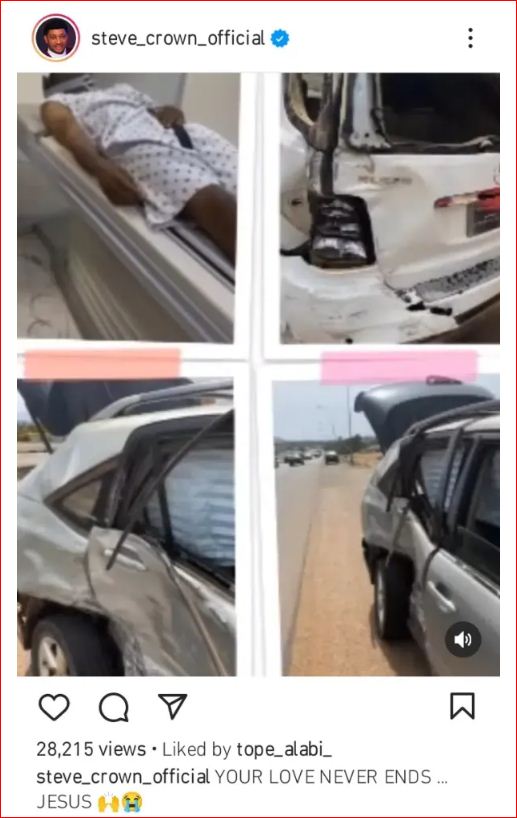 Gospel singer, Steve Crown narrowly escapes Ghastly Car Accident [Photos]