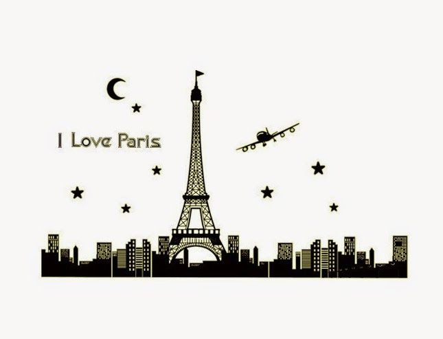 Tranh sticker dạ quang I Love Paris |Sticker Dán Tường