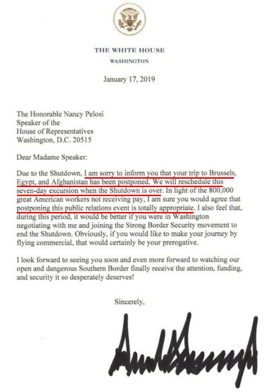 https://www.businessinsider.com/trump-letter-pelosi-cancel-codel-foreign-trip-afghanistan-government-shutdown-2019-1?r=US&IR=T