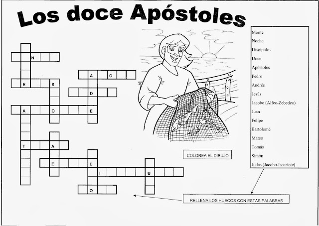 Resultado de imagen para crucigrama de los doce apostoles