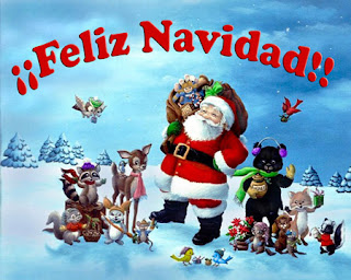 Santa con venados y muchos animales mas