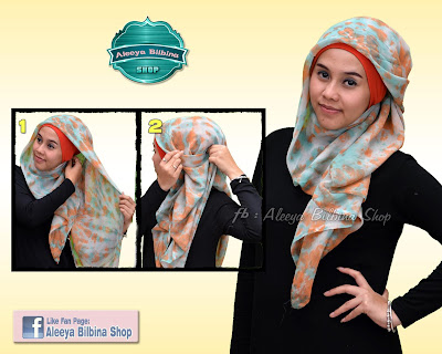 Cara Memakai Kerudung Paris Segi Empat Style 1