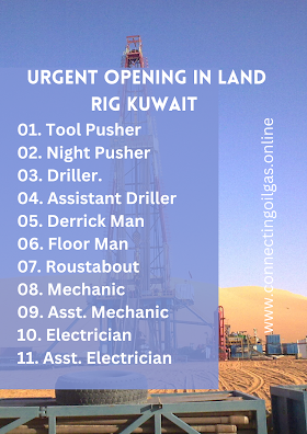Urgent Opening In Land Rig Kuwait 