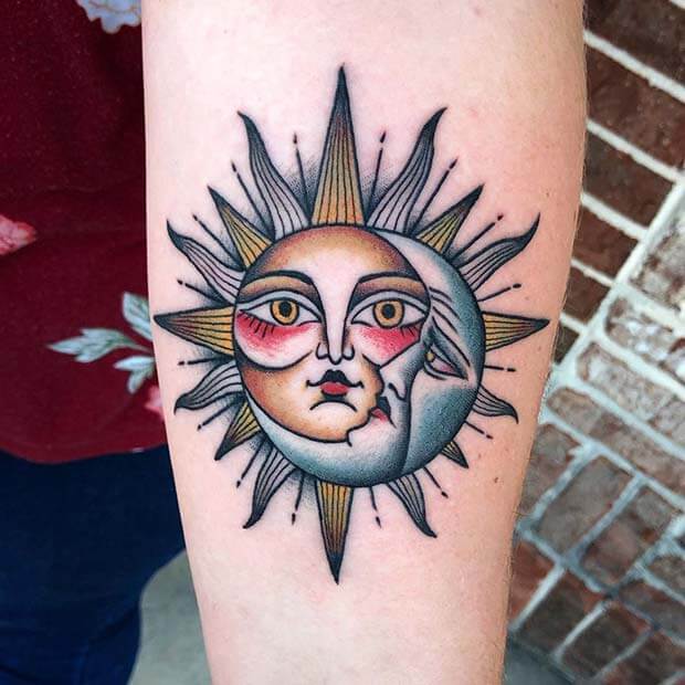 24 Pretty Sun And Moon Tattoo Ideas To Copy This Summer Styleuki