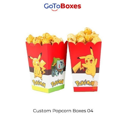 GoToBoxes provides high quality top class Custom Popcorn Boxes by utilizing durable and bio degradable packaging materials. We prefer to use Kraft Paper stock to make highly customize Popcorn Boxes.