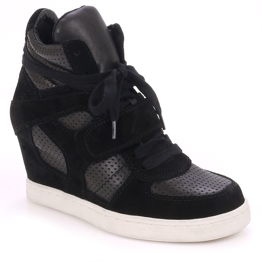 trainer wedge shoes features a high wedge platform heel with lace up ...