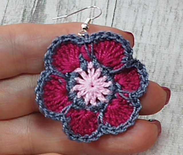 4 Crochet Pendientes crochet ganchillo flores rápidas  sencillas de tejer punto alto bareta hobby puntada doble labor Majovel tejer