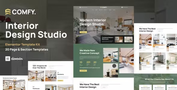 Best Interior Design Studio & Architecture WordPress Elementor Template Kit