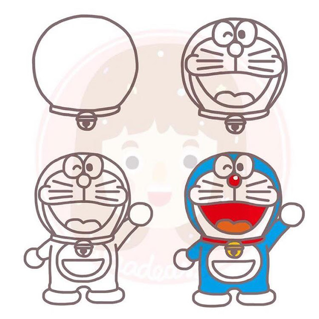 Cara menggambar kartun doraemon untuk anak-anak