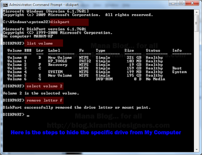 Mana  Blog... for all - Hide Hard Specific Drive in Windows 7/Vista/XP Using Command Prompt