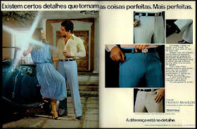 propaganda calças Franco Brasileira; moda masculina anos 70; moda anos 70; propaganda anos 70; história da década de 70; reclames anos 70; brazil in the 70s; Oswaldo Hernandez 