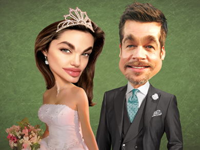 angelina jolie, brad pitt, boda, jolie, pitt, caricatura, caricature, cartoon