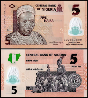 N19 NIGERIA 5 NAIRA POLYMER ISSUE UNC 2021 (P-38)