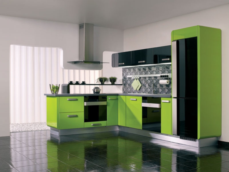 fresh and natural kitchen interior design green color ideas