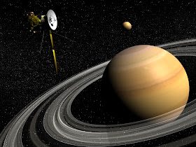 Saturn with Cassini spacecraft, artist rendering