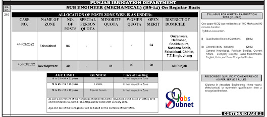 Punjab Irrigation Department Jobs 2022