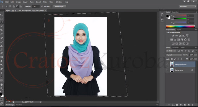 Cara Seleksi atau Memotong Gambar Menggunakan Polygonal Lasso Tool