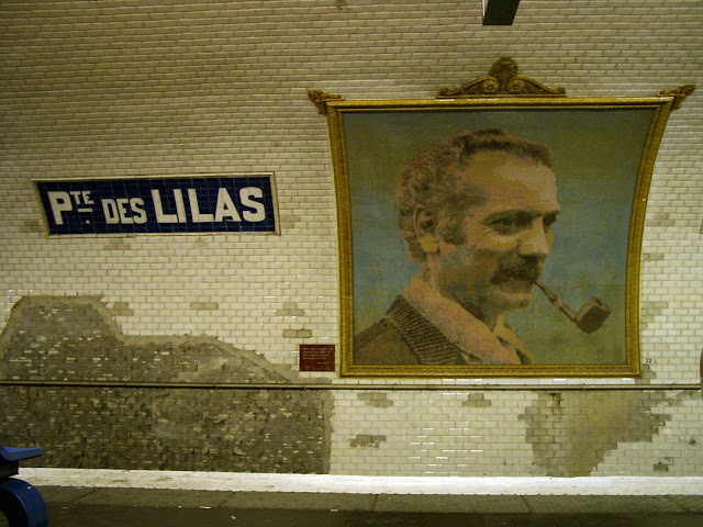 Mosaic portrait of Georges Brassens, Porte des Lilas métro station, Paris