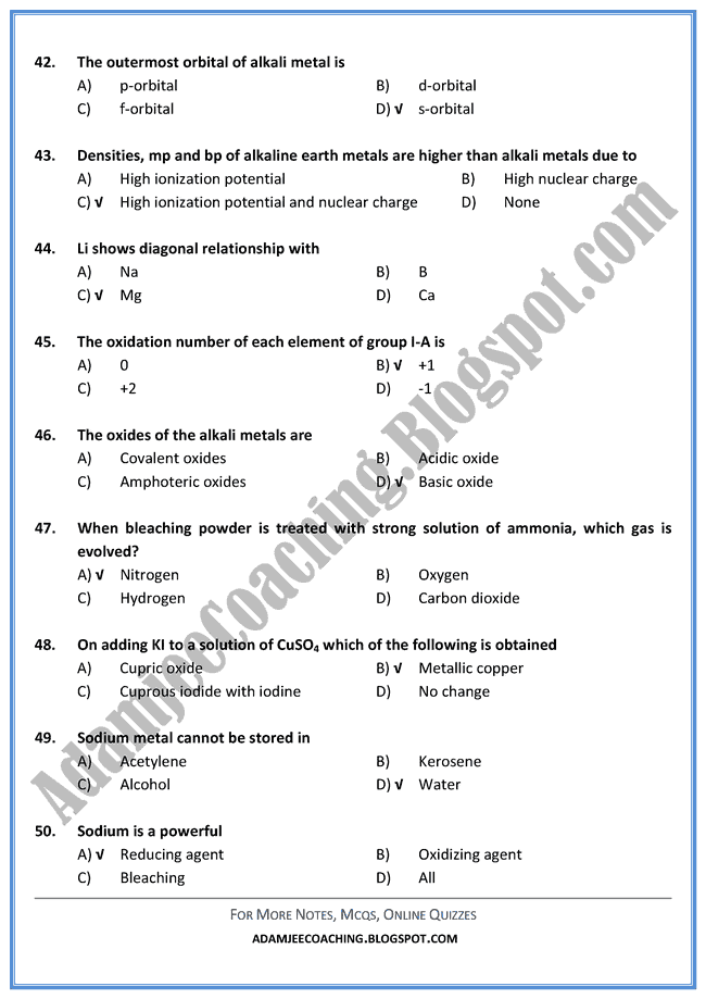 Chemistry Mcqs XII - All Chapters - 300 Mcqs