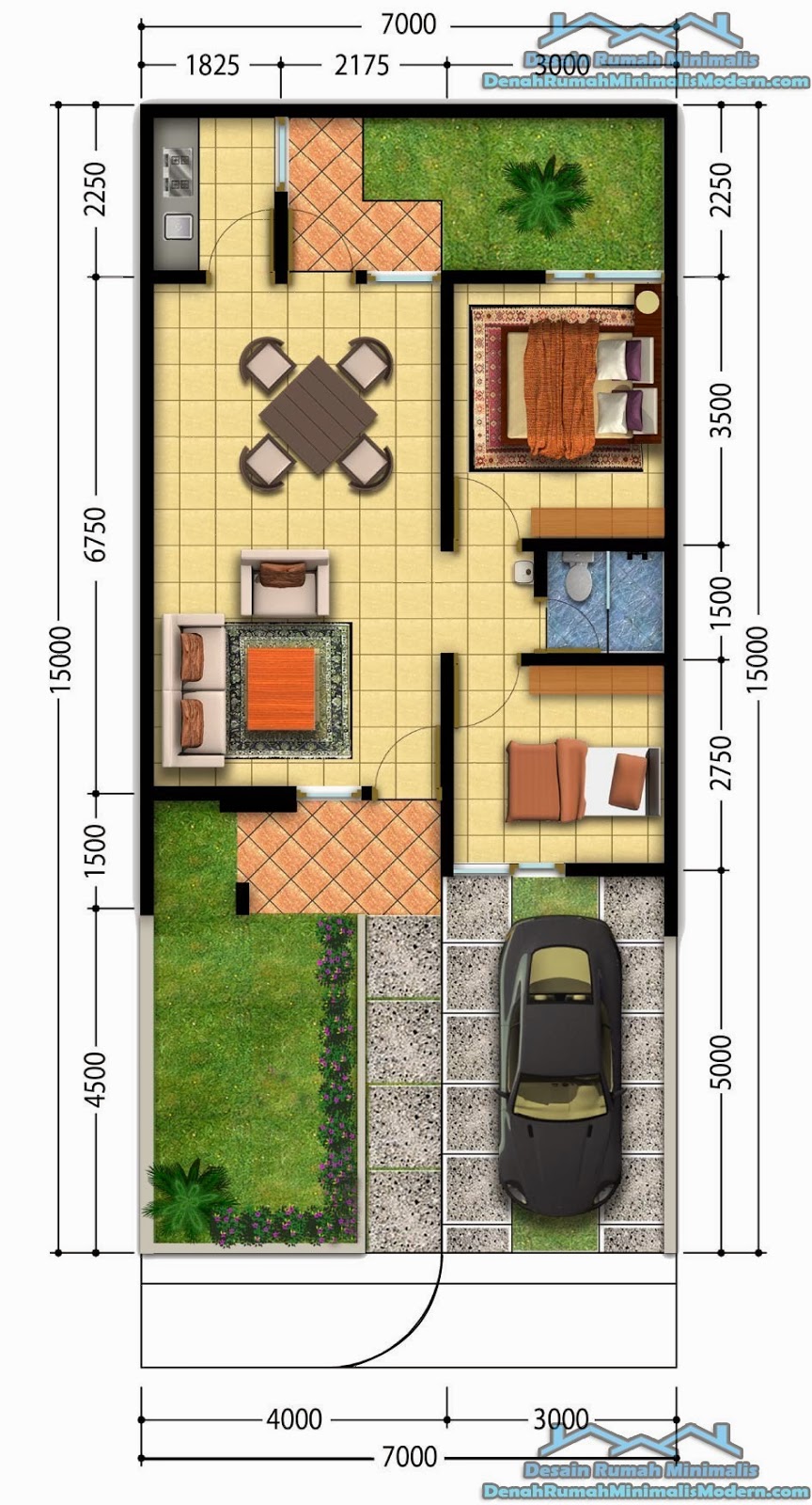 Gambar Desain  Denah Rumah  Minimalis Modern 1 Lantai  