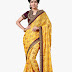 SOURBH SAREES Yellow Embroidered Saree