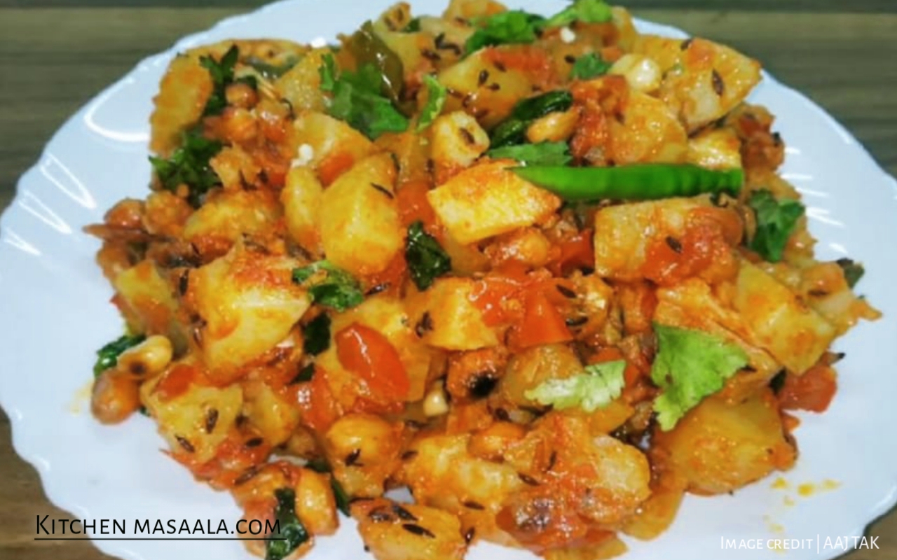 आलू टमाटर की सूखी सब्जी || Aloo Tamatar ki sukhi sabji recipe in Hindi, Aloo tamatar ki sukhi abhi image, kitchenmasaala