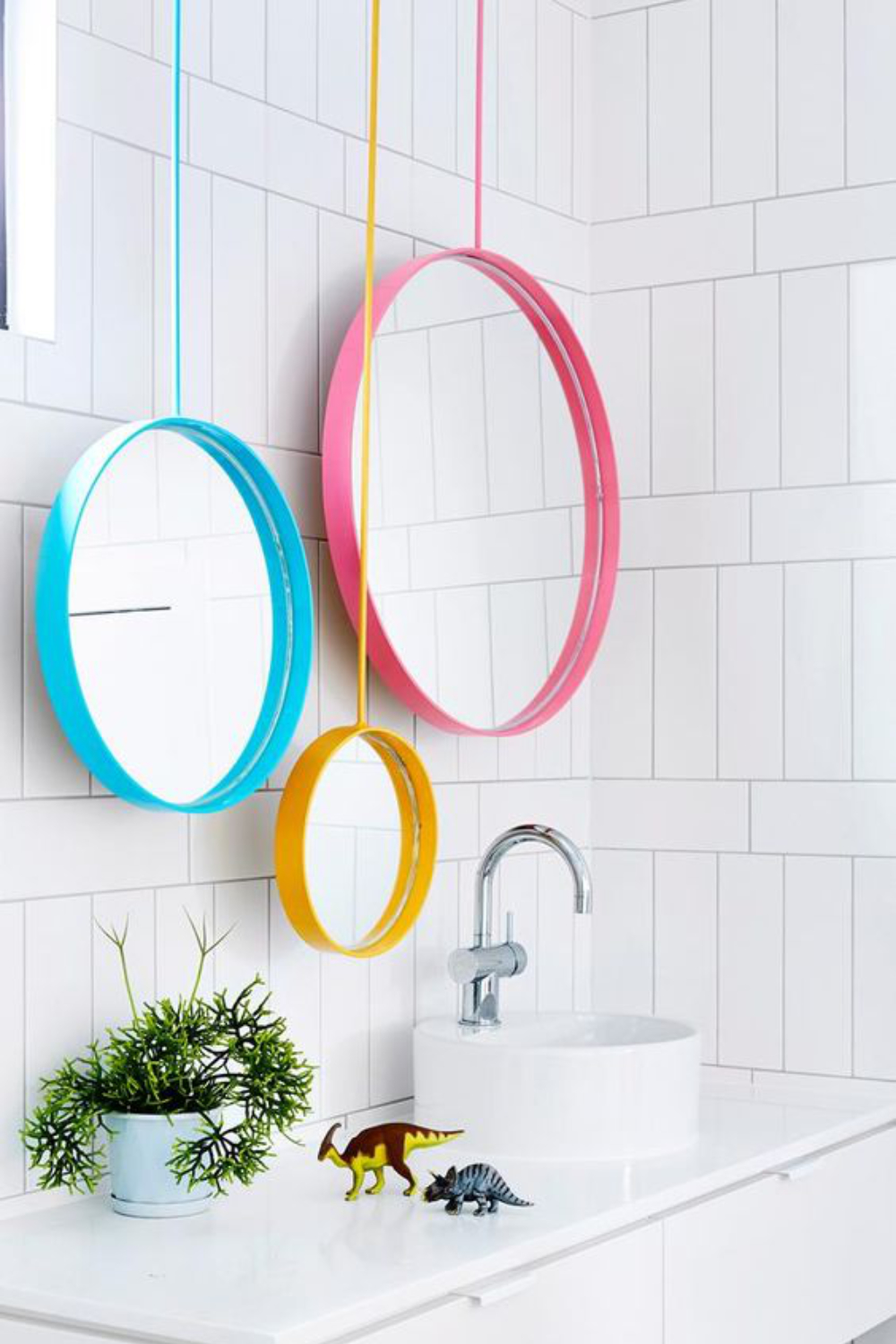 colourful bathroom mirrors