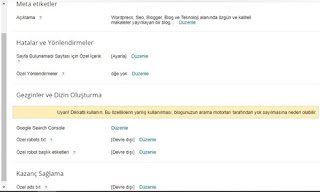 Blogger Ayarlar Bölümü Ayarları