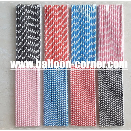 Paper Straw / Sedotan Kertas Motif Polkadot & Zig Zag