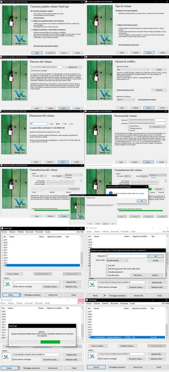 creazione di un volume con VeraCrypt per Windows