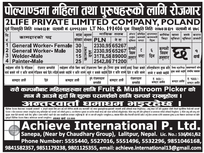 Jobs in Poland for Nepali, Salary Rs 71,200