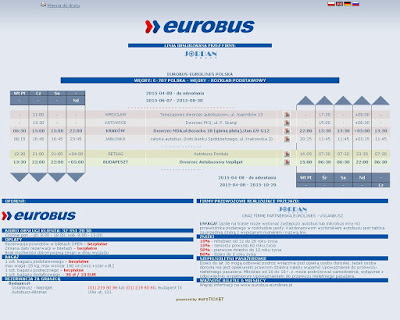 Eurobus-Eurolines, rozkład jazdy linii E-707