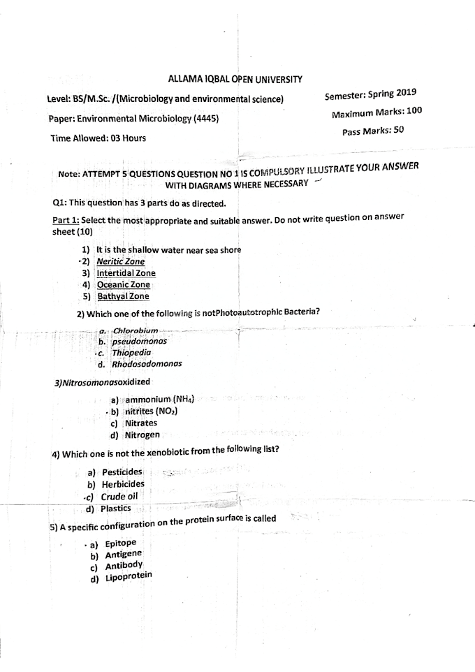 AIOU - Environmental Microbiology 4445 Spring 2019