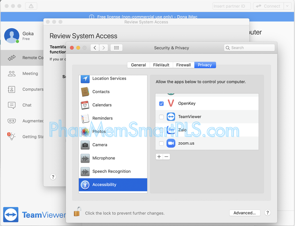 Cấp quyền TeamViewer trên Mac