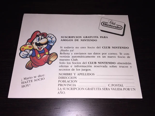folleto registro Club Nintendo