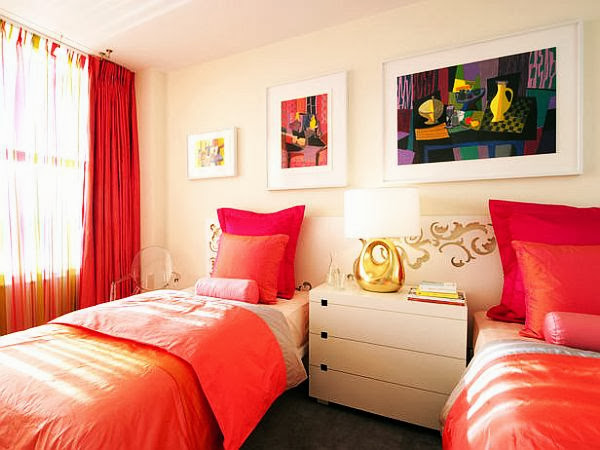 Colorful bedding for a girls room