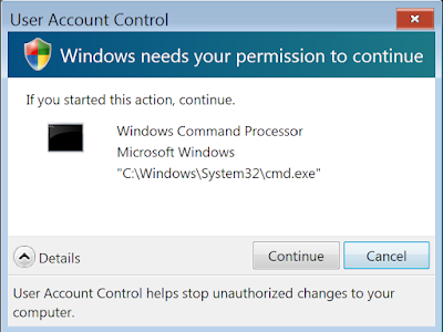 A User Account Control prompt in Windows Vista