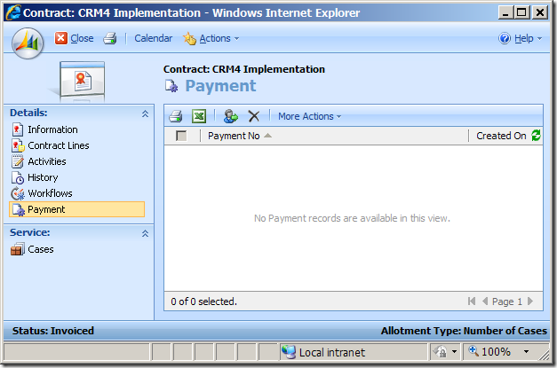 Associated View of Invoiced CRM Contract