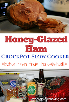 You know Honeybaked Hams? The one's they advertise all over the place on TV and in magazines and newspapers?  This ham tastes better. and it is WAY LESS EXPENSIVE.    and? you made it all by yourself, in your very own crockpot slow cooker which means that you ROCK and get all the bragging rights in the history of the world and you DO NOT NEED TO WASH THE DISHES.