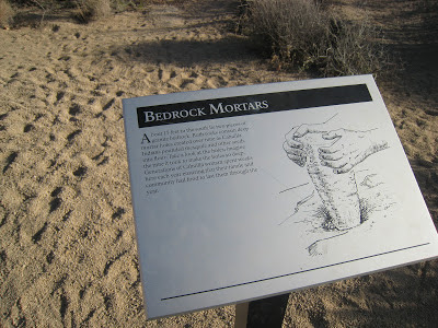 Bedrock Mortars Sign Cottonwood springs Joshua Tree