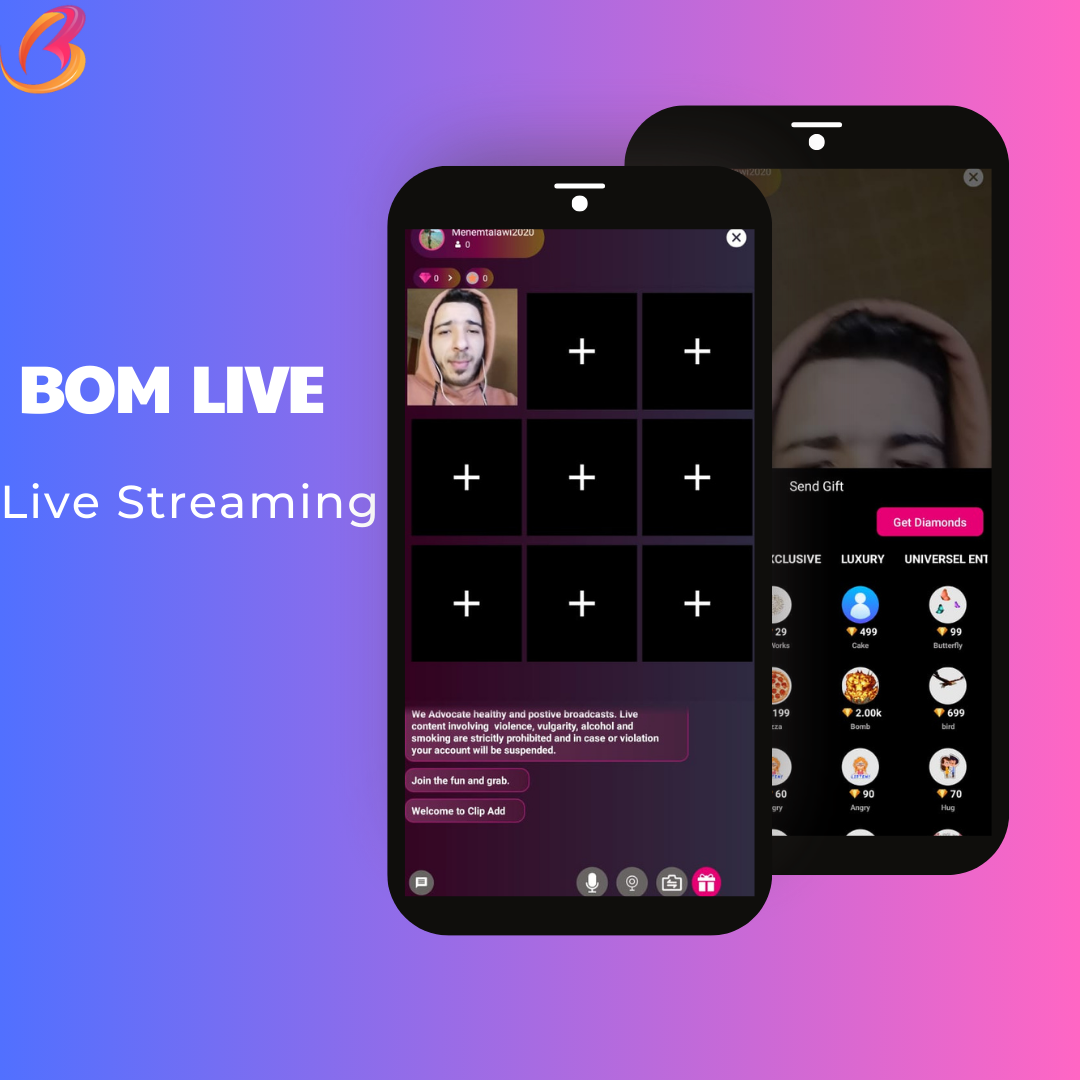 BOMChat - Social Media ,short Video,live streaming,Pk battel with admin panel - 1