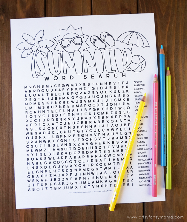 Welcome summer with this Free Printable Summer Word Search Coloring Page!